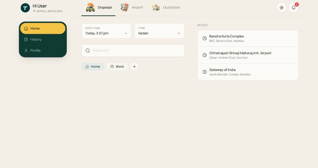 Tejas dashboard showing enterprise mobility